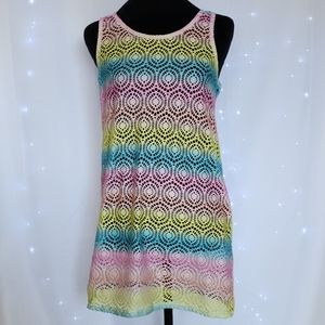 Arizona Jean Co Juniors Size XL Swimsuit Coverup Colorful Cut Out Design